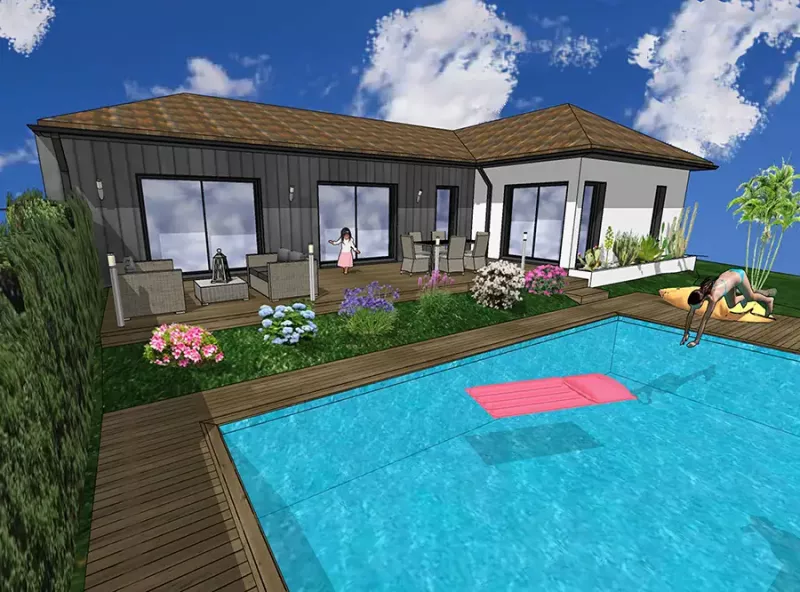 Construction d’une maison contemporaine avec piscine à Lacroix-Falgarde (31), Toulouse, Architecture & Concept