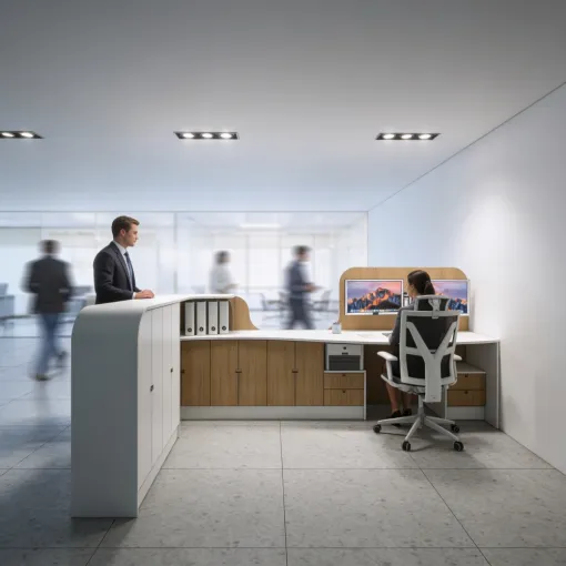 Architecte à Toulouse spécialisé en conception de banque d’accueil sur-mesure pour entreprises aéronautiques, Toulouse, Architecture & Concept