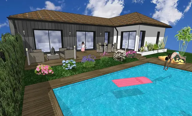 Construction d’une maison contemporaine avec piscine à Lacroix-Falgarde (31), Toulouse, Architecture & Concept